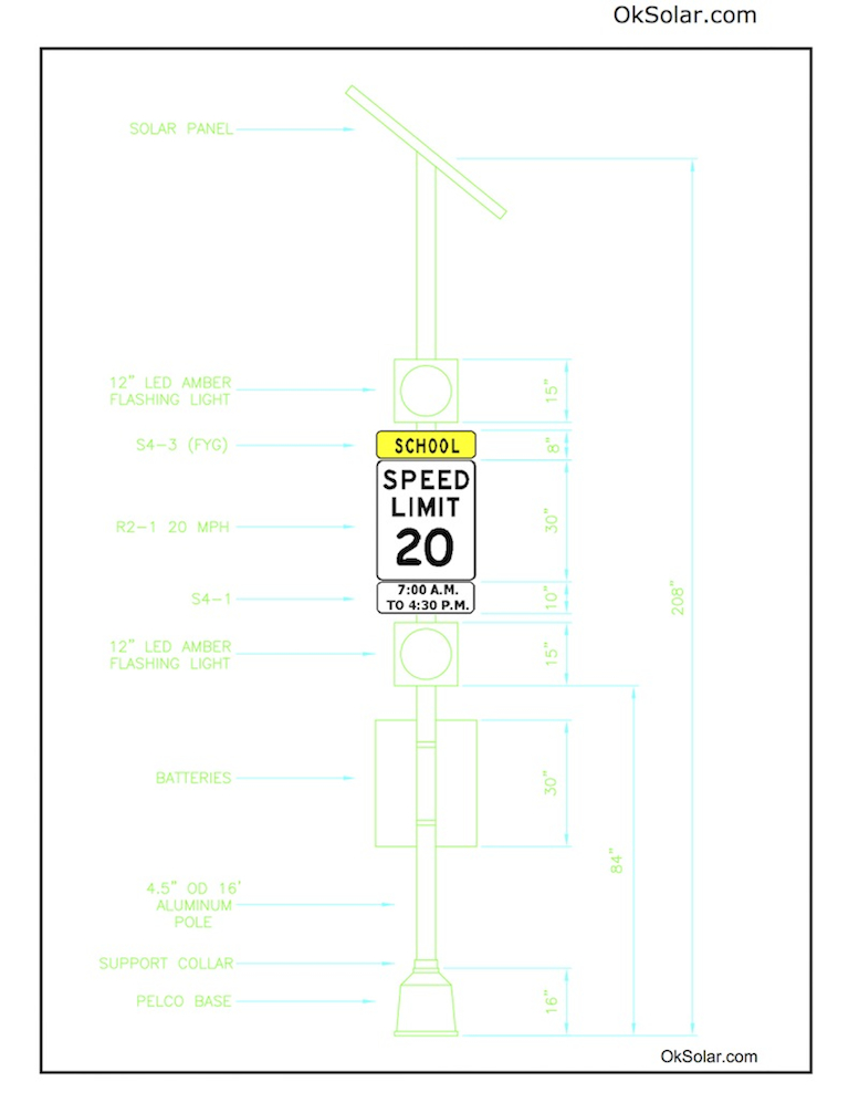 School Zone Flashing Beacon and Solar Powered School Zone Flashing Beacons